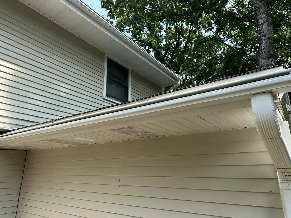 Gutter line and soffit back to white after soft washing